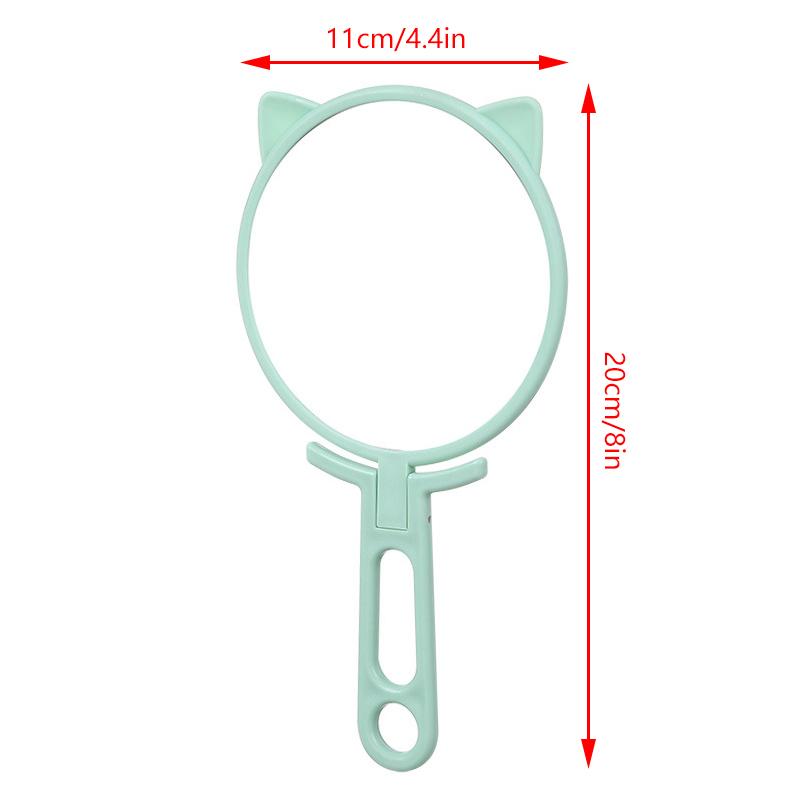 1 Stück Einfache Katzenohren Handheld HD Make-up-Spiegel Tragbar Faltbar Dual-Use Schreibtischspiegel Günstiger Studenten Hand-Make-up-Spiegel