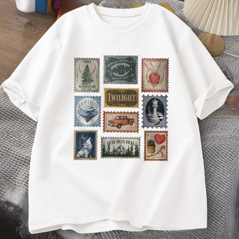 Twilight Saga T Shirt Women Unisex Forks Vintage Printed T Shirts Tee Vampire Aesthetic Book Lover Graphic TShirt Streetwear Tops