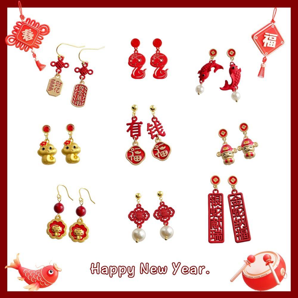 Heart Snake Year Drop Earring Chinese Style Ear Jewelry Accessories New Year Earrings  Girls Gift