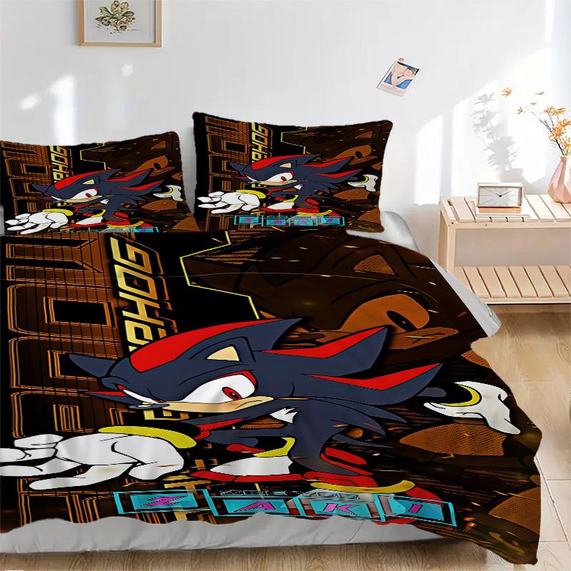 3pcs bedding set Sonic Shadow Includes 1 Comforter + 2 Pillowcases, Without Pillow Inserts, Soft Comfortable,a0909183