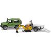 Land Rover Defender with Trailer and JCB Mini Excavator - BRUDER