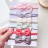 6Pcs/set Solid Color Grograin Ribbon Bowknot Headband For Girls New Headwear Elastic Hair Bands Infant Kids Hair Accessories