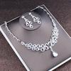 2022 Bridal Rhinestone Necklace & Earrings Set - Korean Wedding Hair & Dress Accessories