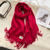 Winter Cashmere Solid Color Pashmina Tassel Scarf for Women Warm Scarves Wraps Girls Thicken Warm Shawl Wrap Echarpe Stole