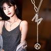 Short Trendy Mk Letter Tassel Necklace With Eyecatching Design Geometric