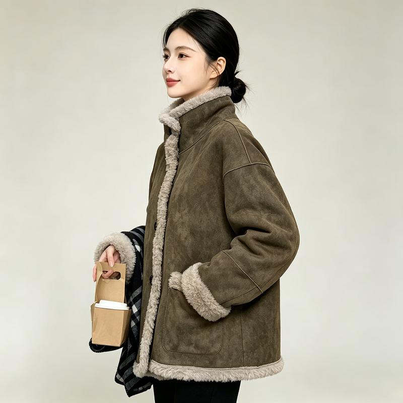 Women's Chic Wool Shearling Reversible Coat