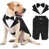 Detachable Design Dog Tuxedo Costume Black/Stripes Dog Formal Shirt  Wedding Occasion