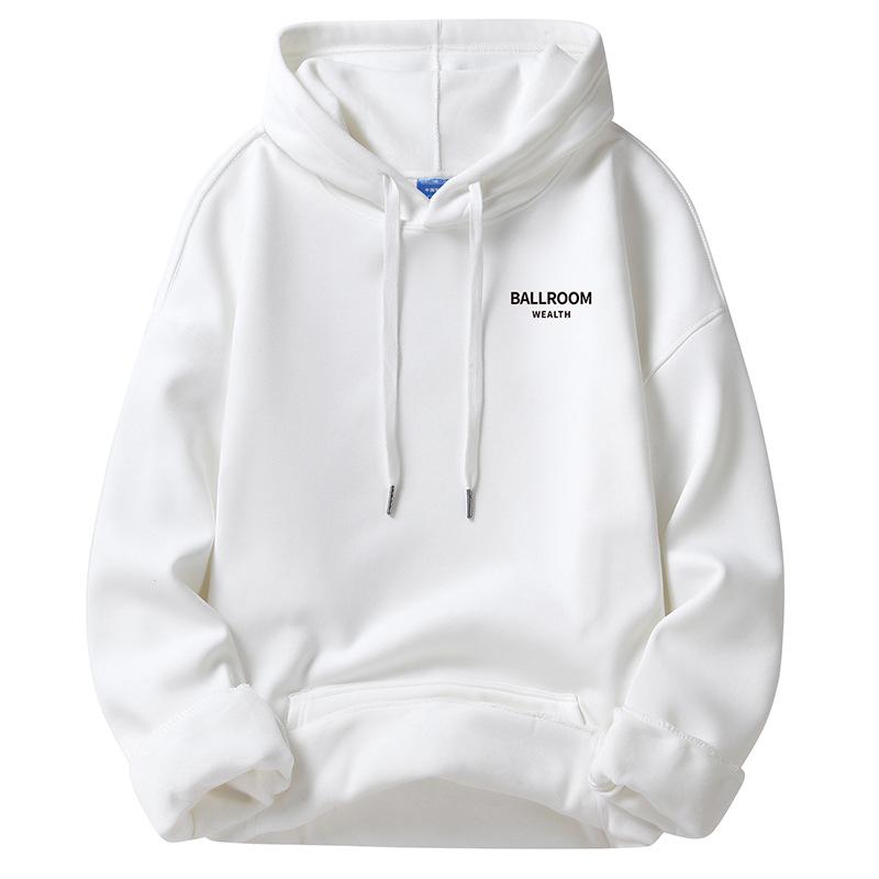 Huvtröja herr vår, höst och vinter 420g tungvikt ungdom rund hals lös avslappnad hoodiejacka