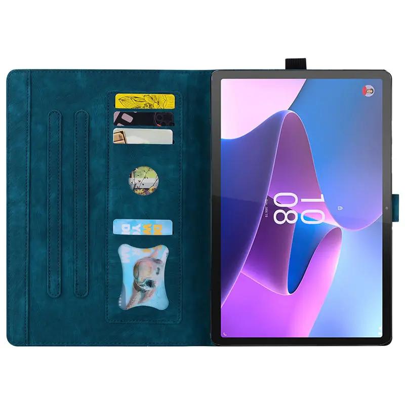 Tablet Case For Funda Lenovo Tab P11 Pro Gen 2 Case TB132FU TB138FC Embossed Flip Stand Cover XiaoXin Pad Pro (2022) 11.2" TPU Back Shell