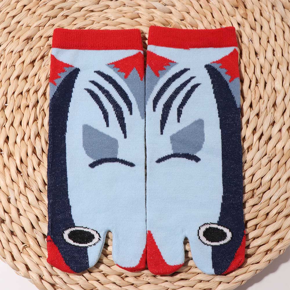 Wal Lustige Fisch-Kniestrümpfe Haifisch Zehentrenner-Socken Bequeme Zwei-Zehen-Socken Hausschuhe