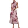 Spring New Arrival Women's Dress, Elegant Fashion Printed Ruffled Trim Sleeveless Dress for Women, European American Style Casual Party Dress