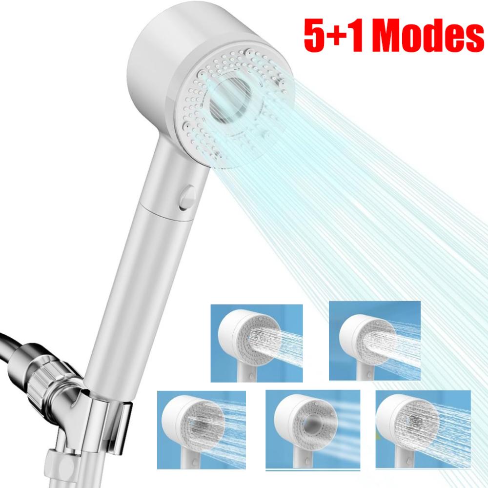 5 Spray Modes Water Saving Filter Shower Head with Pause Switch ABS High Pressure Bathroom Showerhead Accessories Set for Bath