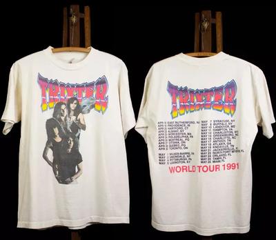 Camiseta de concierto Vintage 1991 Trixter World Tour Blanca Gráfica Manga Corta Unisex Hombres Mujeres Verano