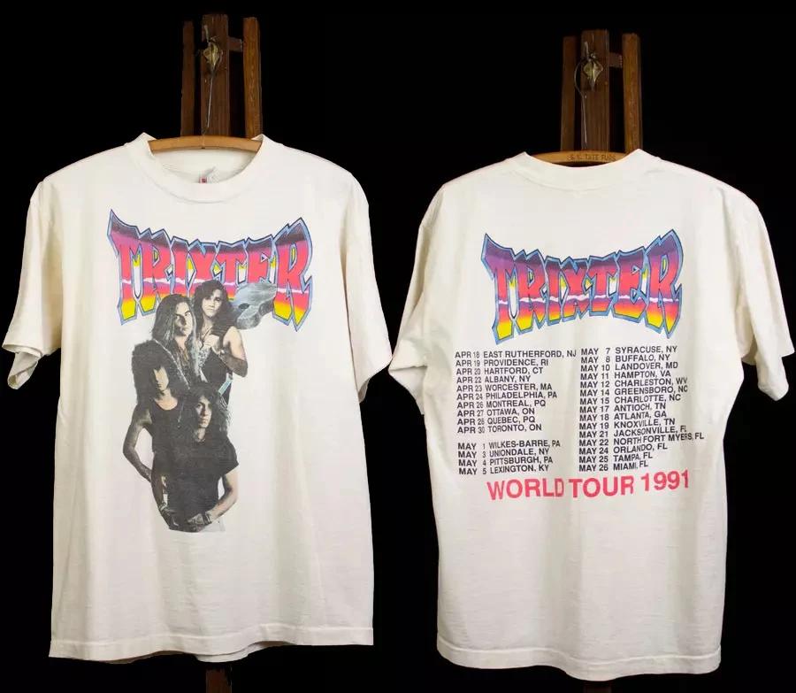 

Vintage 1991 Trixter World Tour Concert T White Graphic Short Sleeve Shirt Unisex Men Women Summer 4XL