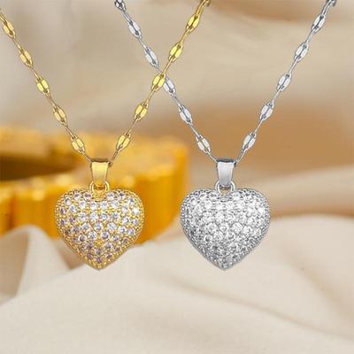 Titanstahl Herzförmige Perlmutt Muschel Halskette: Elegante Luxus-Schlüsselbein-Kette für Damen