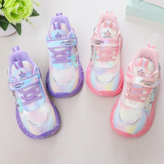 Kids Sneakers Toddler Sports Shoes with Lights Breathable Anti-skid Princess Shoes Children Running Trainers