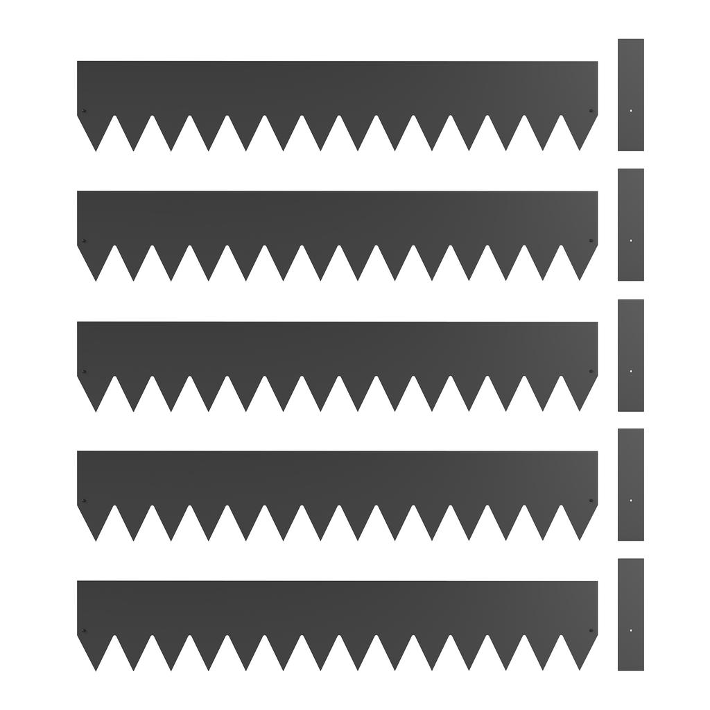 5pcs Garden Fence, Metal Picket Fence Panels, 102x20cm, Black