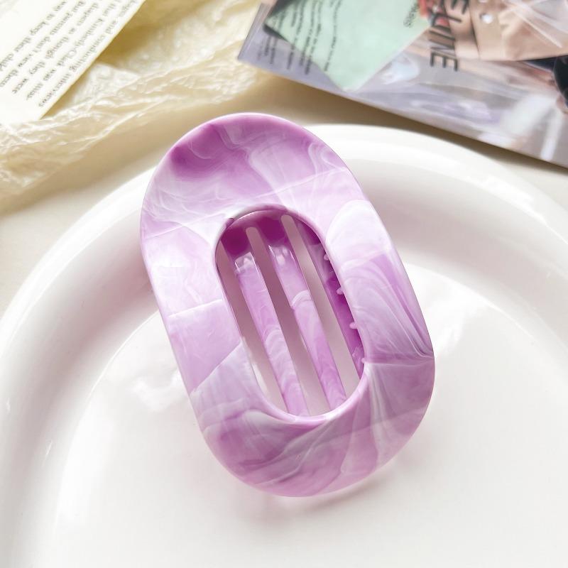 Arc-shaped Oval Grab Clip Marble Gradient Color Ponytail Bun Shark Clip High-end Hair Accessory Hair Clip