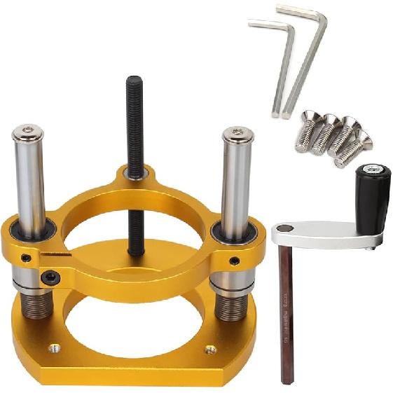 Adjustable Router Lift for 65mm Diameter Universal Trimming Machine,Aluminum Under-Table Router Base for Router Table Insert Base Plate with Double