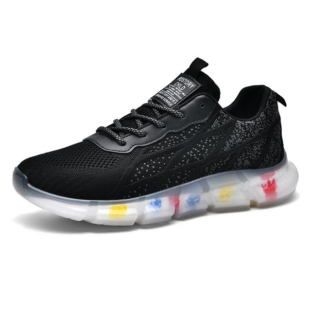 

Повседневные мужские кроссовки для бега Легкие кроссовки Летние дышащие сетчатые Эластичные Модные Уличные спортивные туфли Кроссовки для бега 39 чёрный