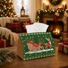 1pc Traditional Classic Winter Tissue Box - Reindeer Animal Sleigh Napkin Storage Box, Suitable for Rolls/Facial Tissues/Single Sheets, Available for 