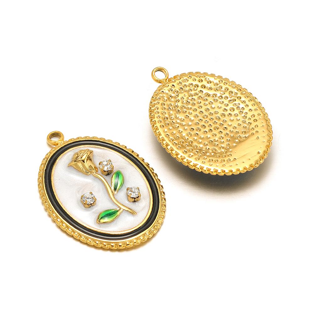 3Pcs Monet Garden Classical Charms Gold Stainless Steel Painted Flower Jewelry for DIY Necklace Pendant Bracelet Earrings Making