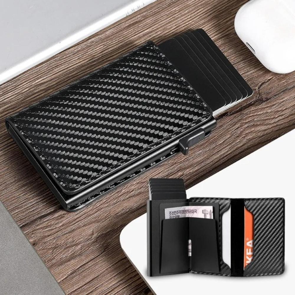 RFID Blocking Aluminum Pop-Up Card Holder Multi-Functional Designer Bank & ID Card Wallet Business Purse for Men Women