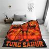 Tung Tung Tung Sahur Meme Blanket Cover Fleece Italian Brainrot Ultra-Soft Throw Blankets for Outdoor Travel Bedspread