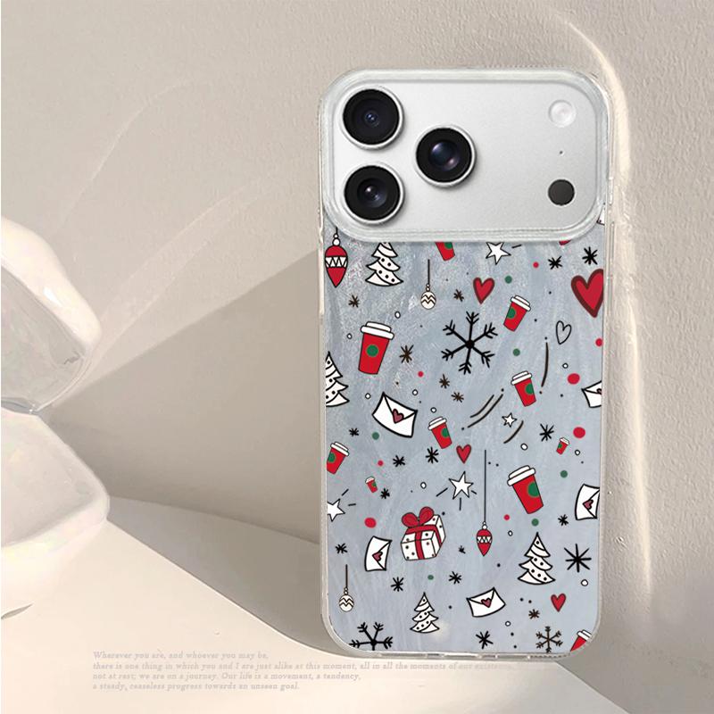 Mini Christmas Trees Printing Case For iPhone Air 17 16e 16 15 14 Pro Max 13 17 Pro Max ShockProof TPU Hybrid Hard Phone Cover