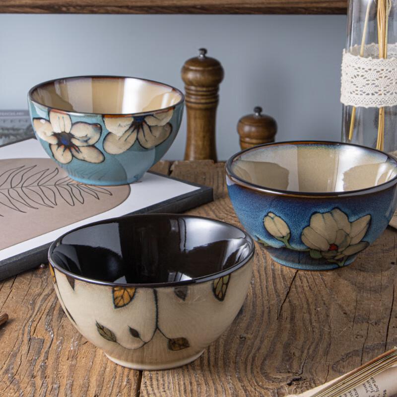 Japoński Styl Ceramiczny Zestaw Miseczek na Ryż i Deser z Glazurą Piecową