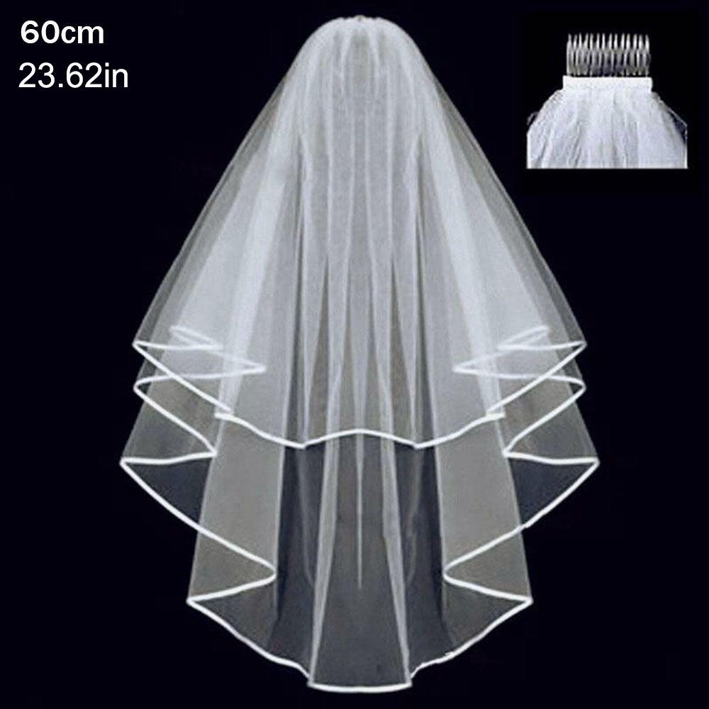 Accessories New Photo Veil Lace Edge Short Simple Wedding Veil With Comb Women's Tulle Bridal Veil