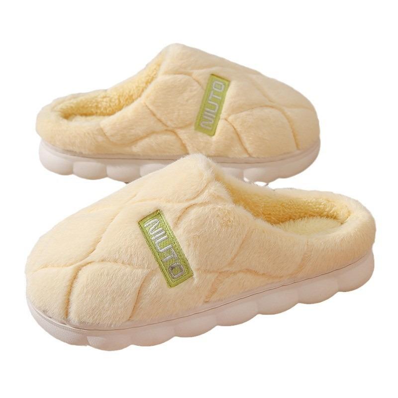 New cotton slippers women's autumn and winter new warm indoor non-slip couple fluffy drag home thick bottom velvet