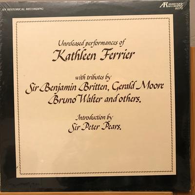LP Record KATHLEEN FERRIER - Unreleased Performances Of Kathleen 8070 Arabesque Recor 1980 US Classical Used