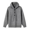 Men's Winter Heavyweight Hooded Knit Sweater - Solid Color Button Cardigan, Relaxed Fit, Urban Style.