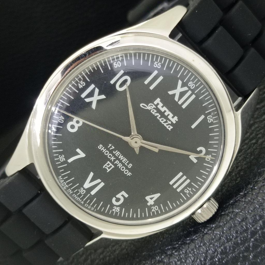 

VINTAGE HMT JANATA HAND-WINDING INDIAN MENS BLACK COLOR DIAL WATCH a700322-5 R202-a700322