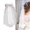 Ribbon Bowknot Long Tulle Marriage Bridal Veil with Fix Hair Clip for Marriage Wedding Celebration Party Accessories
