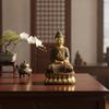 Buddha Statue with Pedestal Gilded AntiqueStyle Figurine for Collectors,