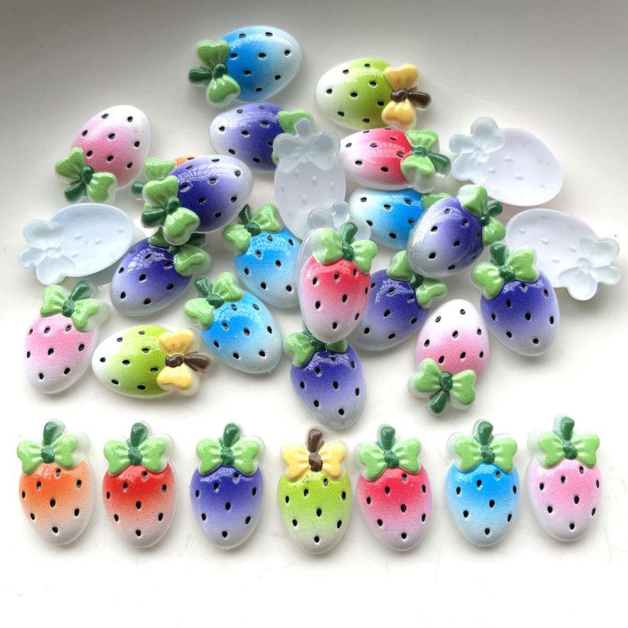 10 mixed strawberry shaped resin scrapbooks suitable for hair accessories, phone cases, and various DIY decorative accessories