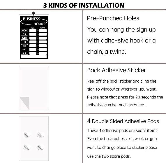 Opening Hours Sign,Business Hours Indicator,Store Hours Plaque,Hours of Operation Door Supplies for Business, Changeable Store Time Mark with