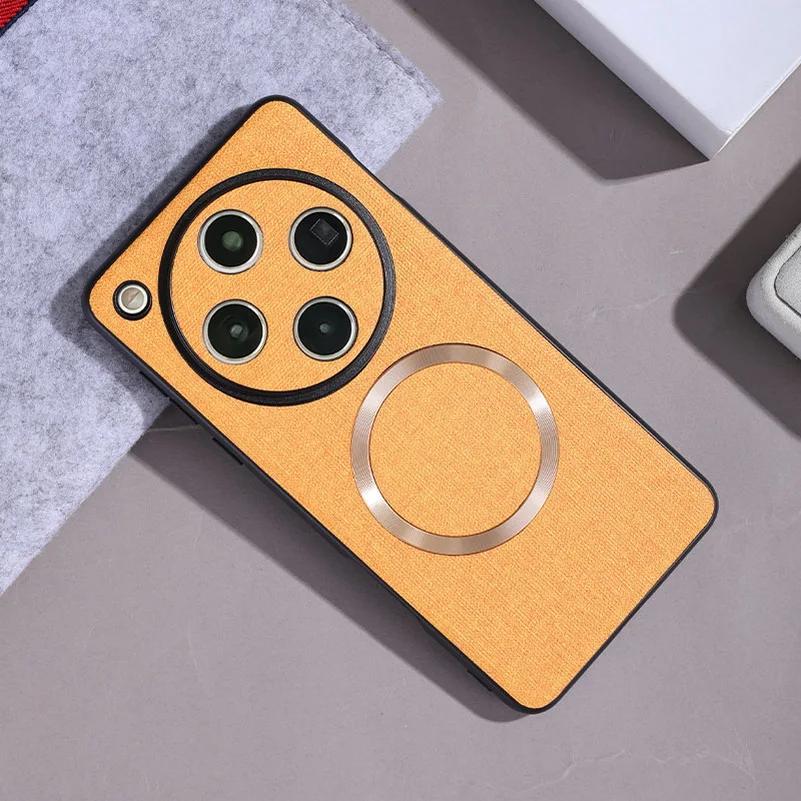 Für Magsafe Plain Leder Fall für OPPO Finden X8 Pro X7 Ultra Matte Magnetische Drahtlose Lade Stoßfest Schützen Abdeckung