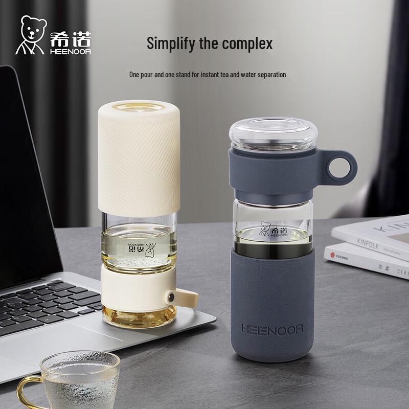 Heenoor Portable Tea Infuser Glass Water Bottle