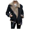 Dame høst/vinter mote Biker Deer Lammeull jakke Lapel Cotton Jacket