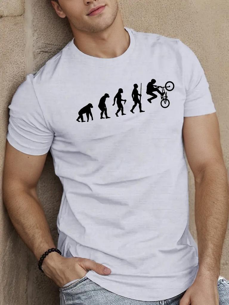 Unisexs Crew Neck Evolution Bmx Rider Graphic Short Sleeve Cotton Tee Casual Summer Streetwear Loose Basic Daily Outdoor Wear Top