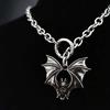 Gothic Bat O Ring Charm Neck Chain Gothic Necklace Heavy Duty Alloy Adjustable Length For Dramatic Outfit Accent