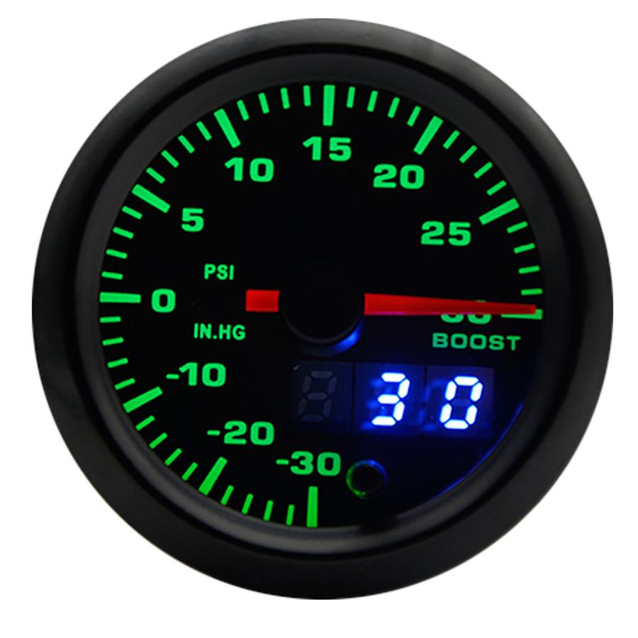 2" 52mm 7 Colors LED Car Auto Turbo Boost Gauge PSI Meter Analog/Digital Dual Di