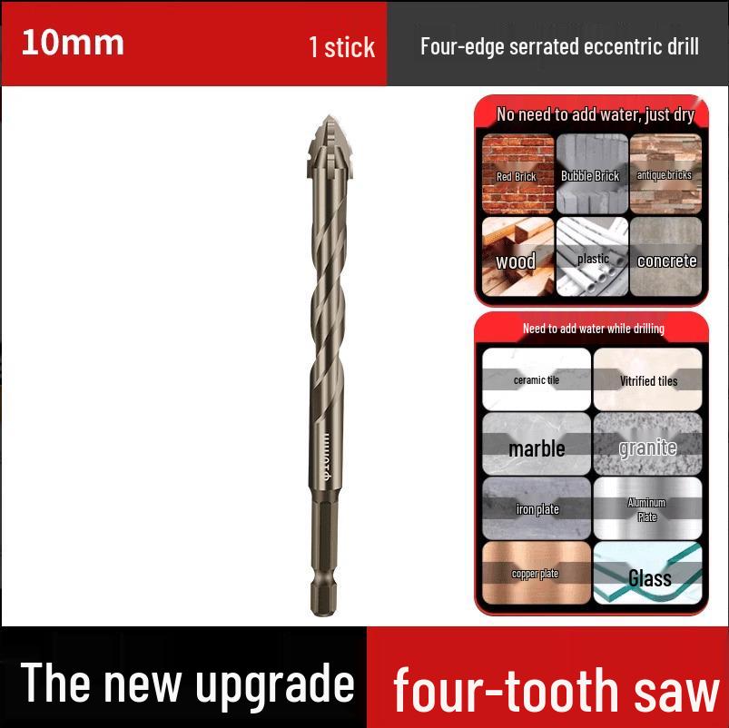 Ultra-Hard Four-Flute Serrated Drill Bit for Tile, Concrete, and Glass
