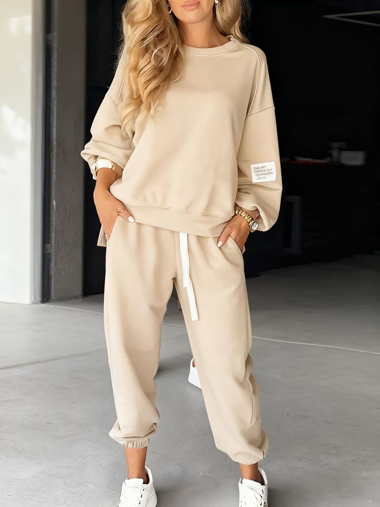 2025 New Women's Cross-border Women's Amazon eBay Casual Sports Sweater Pants Leggings Casual Pants Two-piece Set