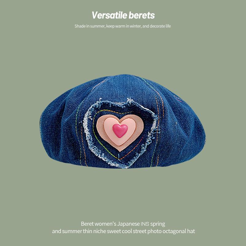 

Love cowboy beret children spring and summer cute face small versatile painter hat cartoon star anise bud hat 54-58CM