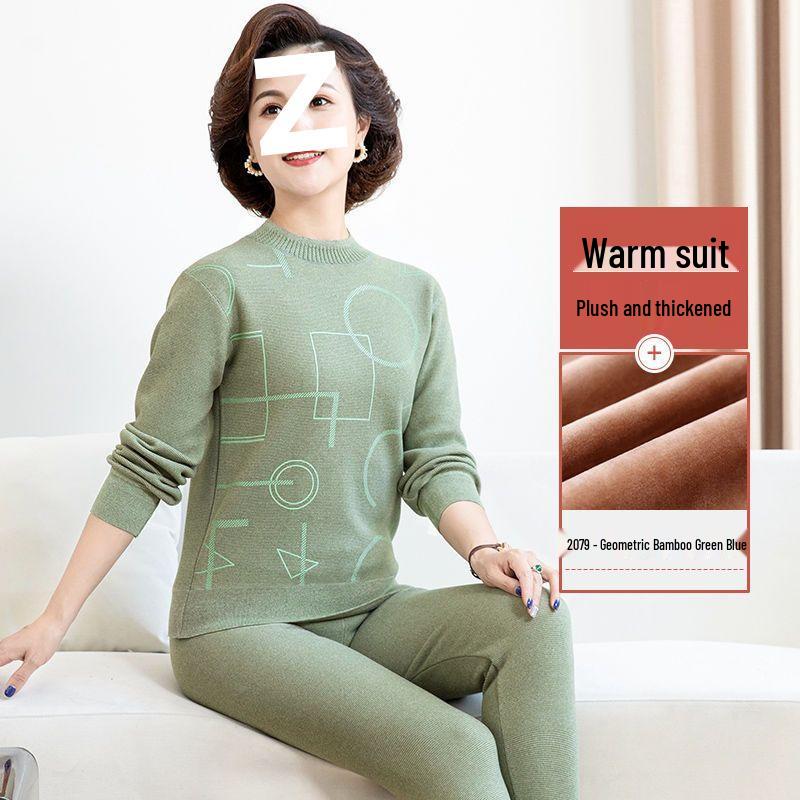 Women's Warm Fleece Set for Mid-Aged and Elderly: Cozy Winter Underwear for Mothers and Grandmothers