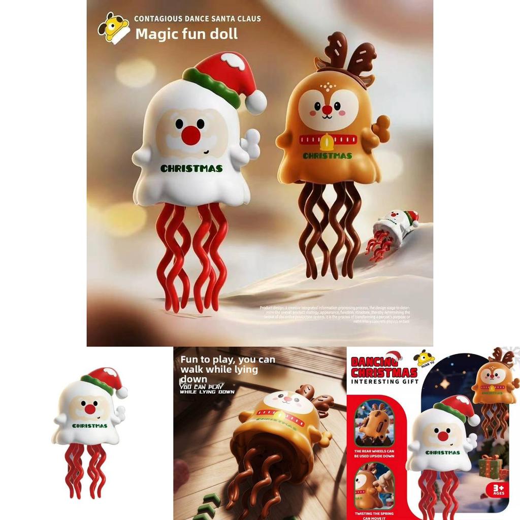 Dancing Octopus Wind Up Toy With Santa Claus And Elk Design For Holiday Gift Giving